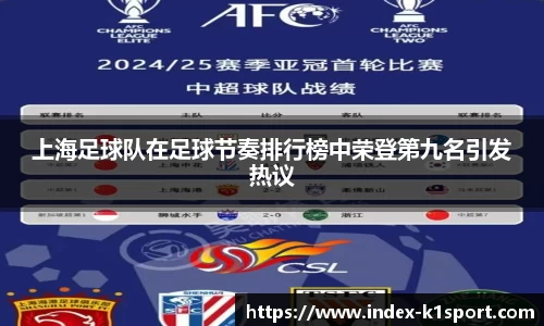 上海足球队在足球节奏排行榜中荣登第九名引发热议